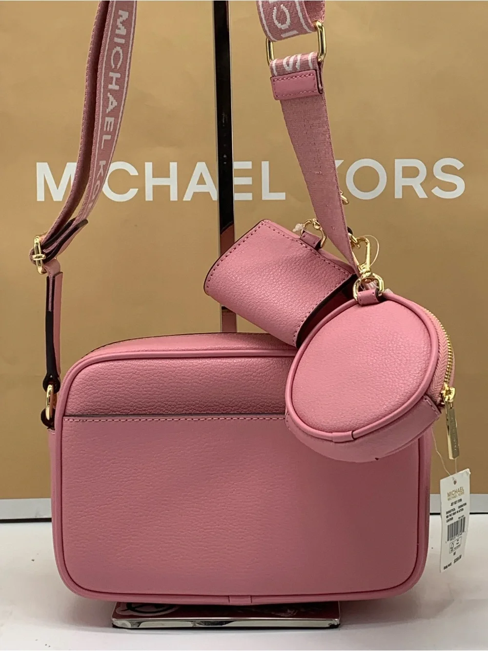 Michael Kors Carnation Pebbled Leather Crossbody